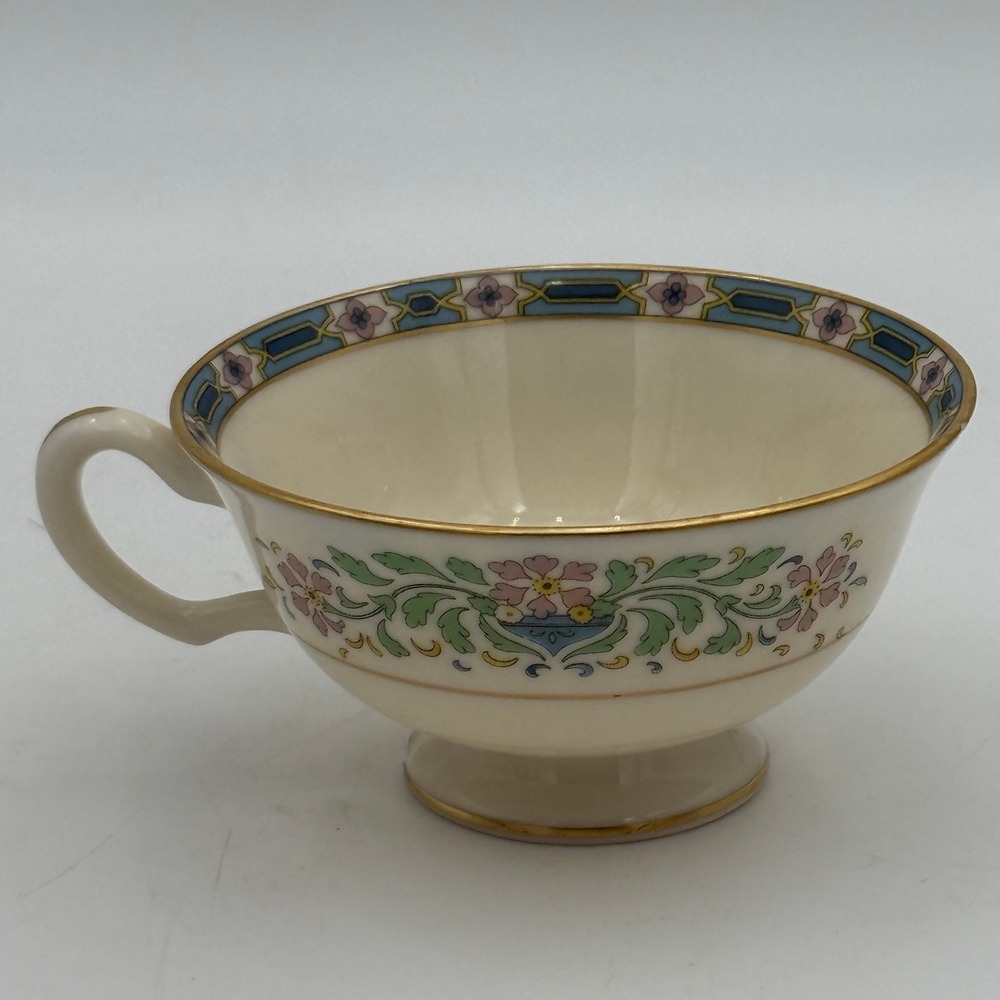 Lenox Mystic Vintage Floral Porcelain Teacup Gold Trim Cream Blue Pink - Picture 3 of 9